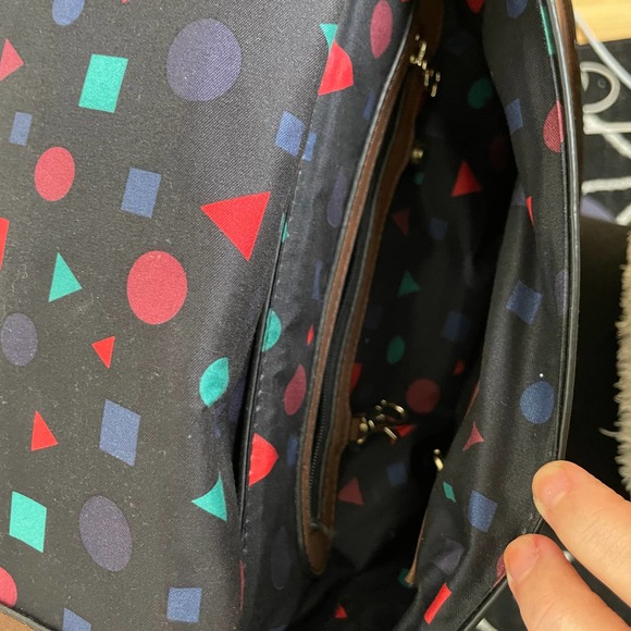 Desigual Crossbody Shoulder Purse Mixed Patchwork Pattern Pockets Brown - Picture 5 of 13